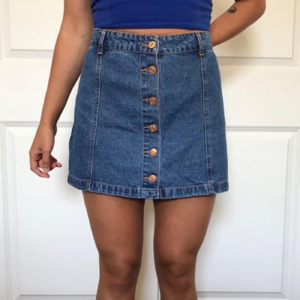 Button Down Denim Skirt